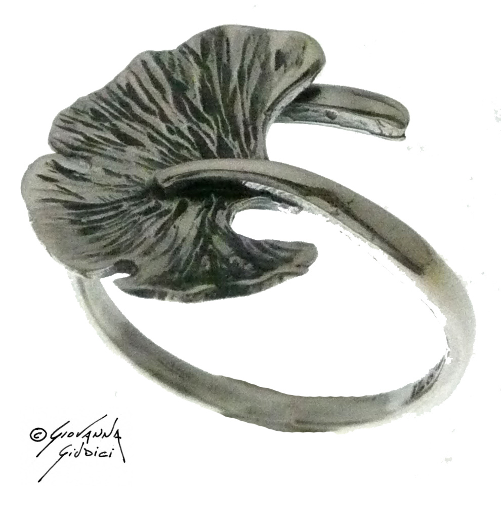 anello foglia di ginkgo argento 925