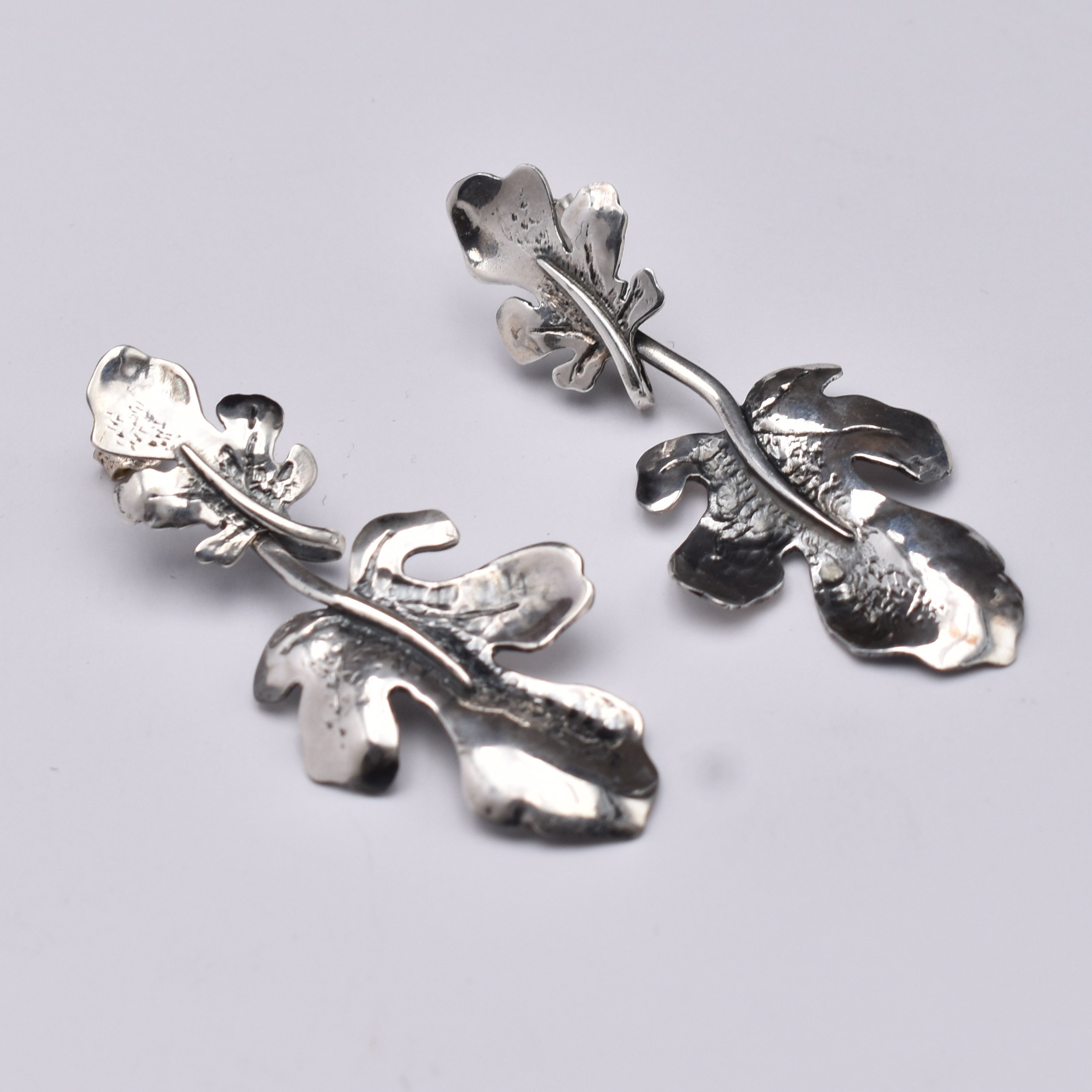 Orecchini Foglia di fico argento 925