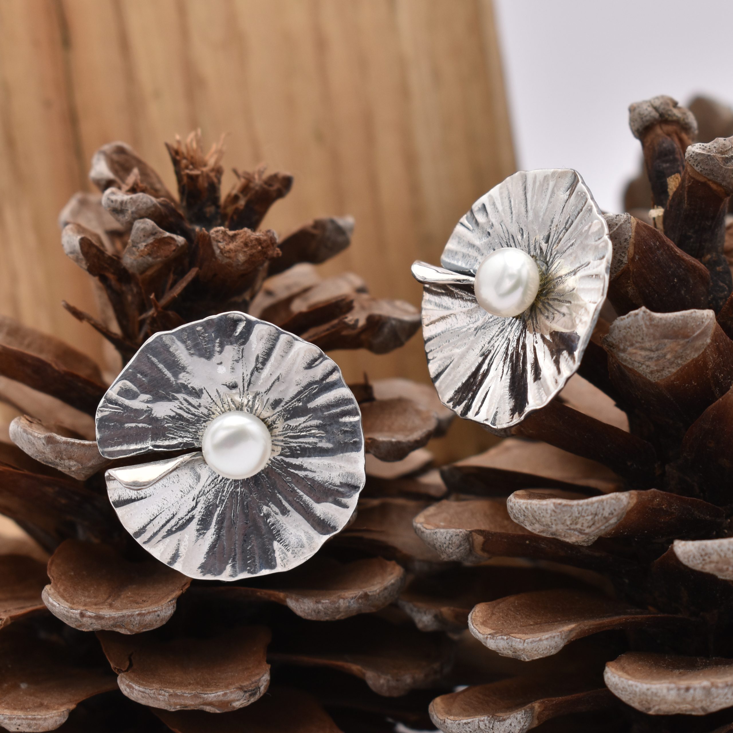 orecchini argento e perla