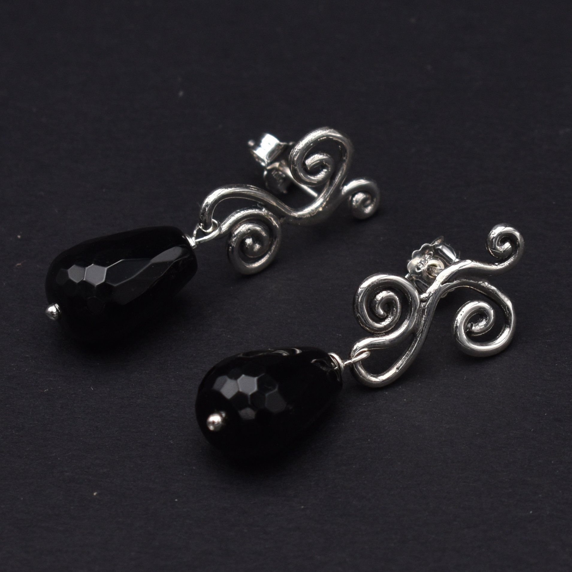 orecchini onice e argento 925