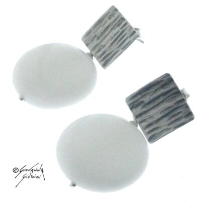 Orecchini agata bianca e argento 925