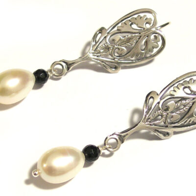 orecchini Angelica argento 925 perle e onice