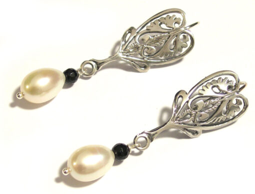 orecchini Angelica argento 925 perle e onice