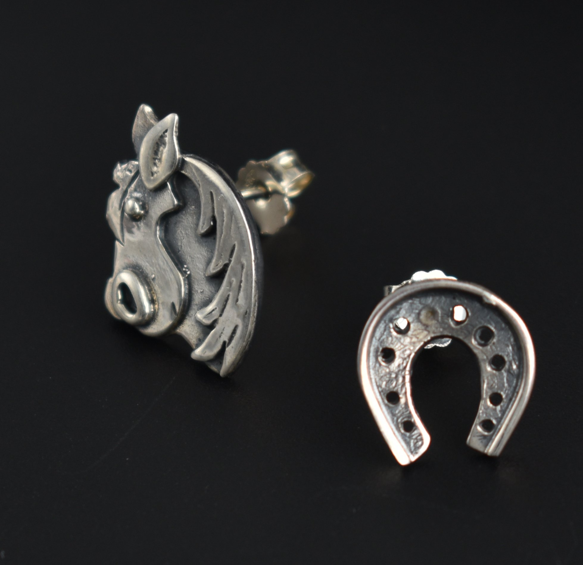 Orecchini A Borchia Con Ferro Di Cavallo In Oro 9kt (375) - Gioiello Portafortuna, Regalo Ideale