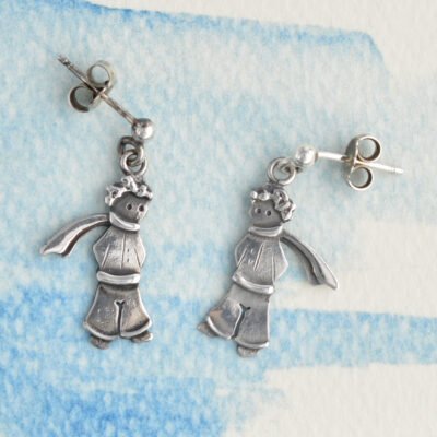 Orecchini Gattino Accucciato In Argento Sterling 925 - Gioielli Donna Con Chiusura A Farfallina, 9,5x5,5 Mm