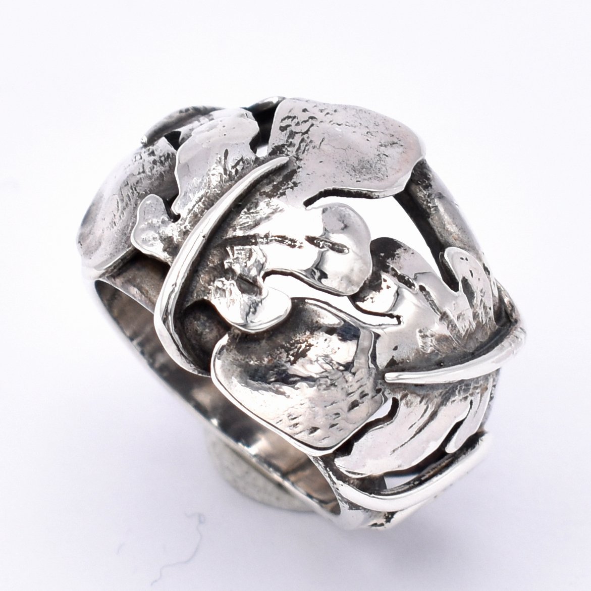 anello argento 925 foglia