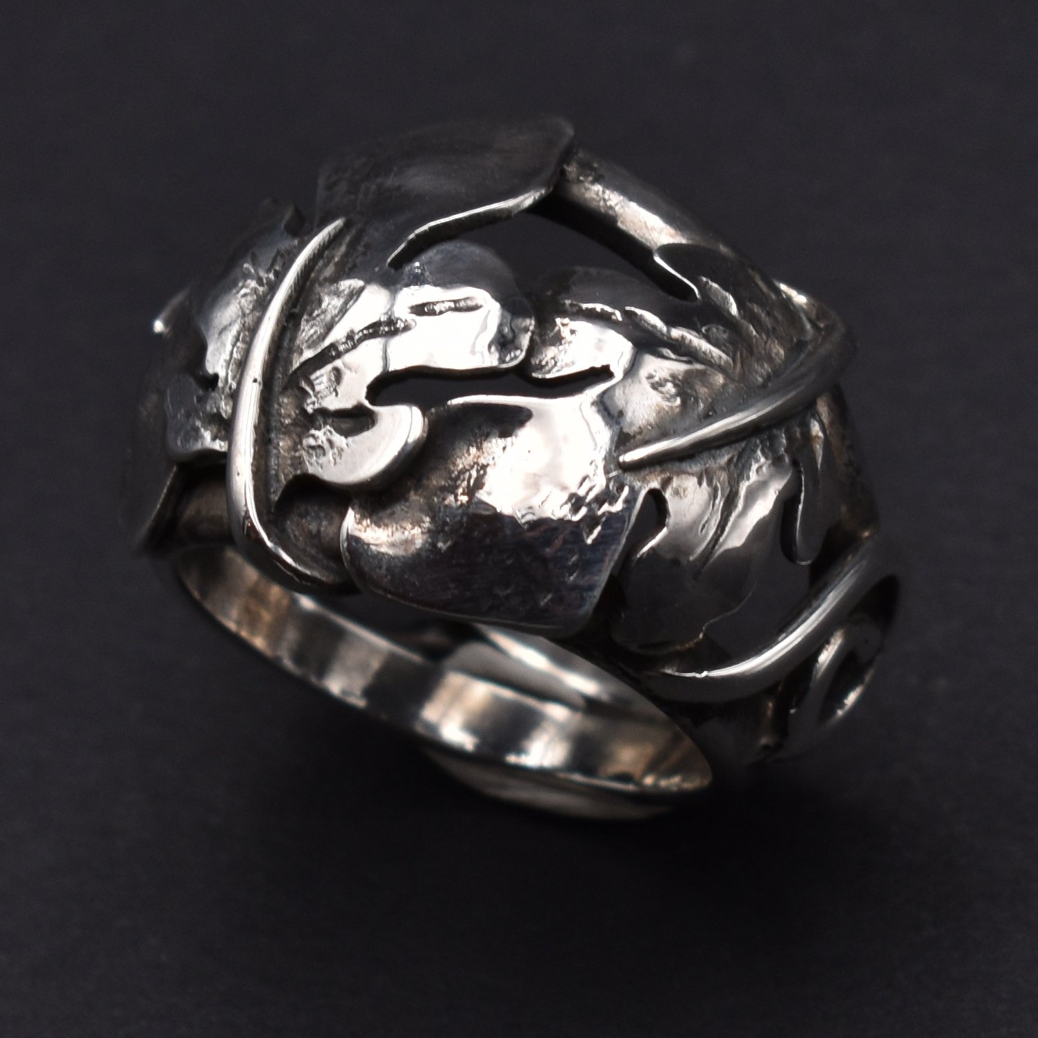 anello argento 925 foglia di fico