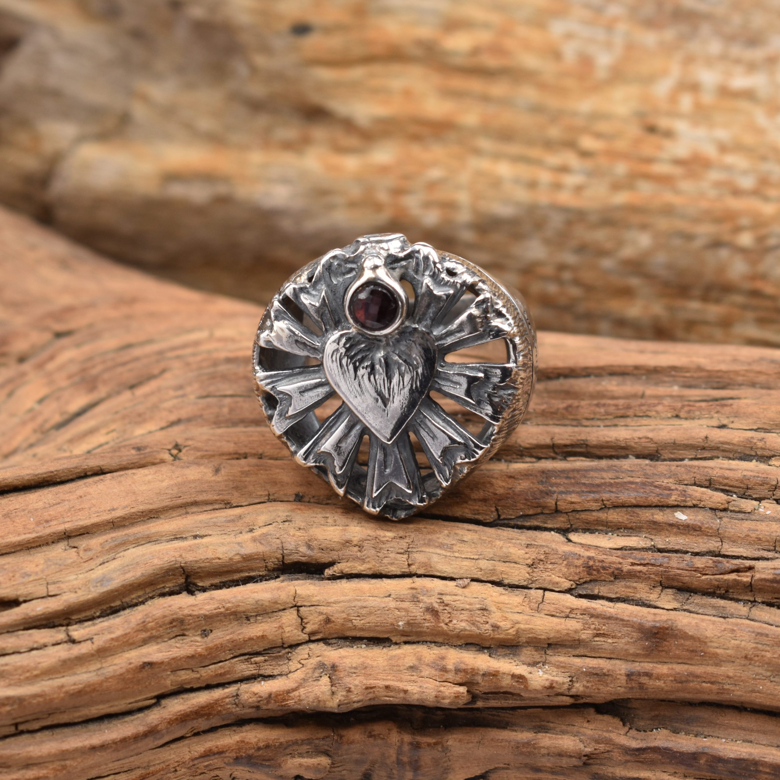 anello argento 925 e granato