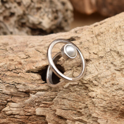 anello argento e perla